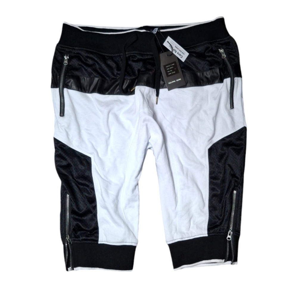 NWT Mens SQUARE ZERO Sz 3XL Short Pants Shorts White and Black Jogger